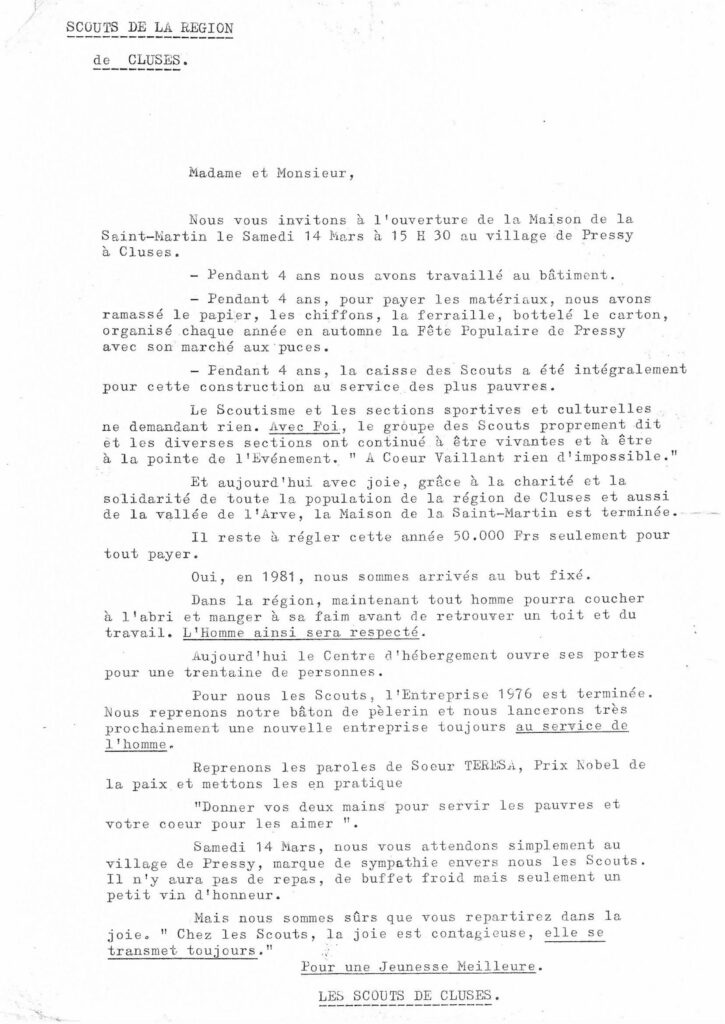 circulaire invitation de pierrot pour inauguration maisonst martin